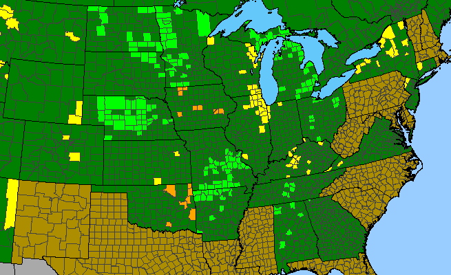 The range of Carex crawei
